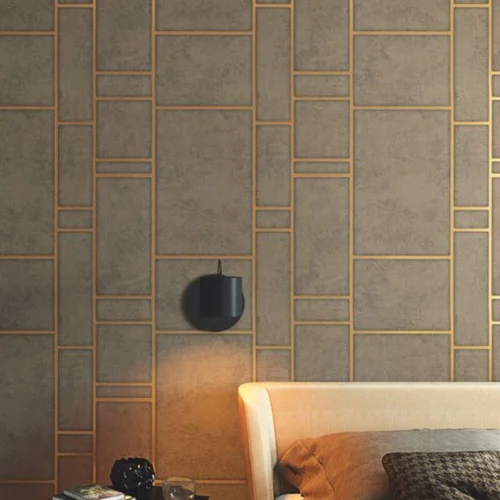P-87213237788730-20260405113325.webp Unyqoos® Stijlvol goudbruin vliesbehang met metallic strepen voor elke kamer