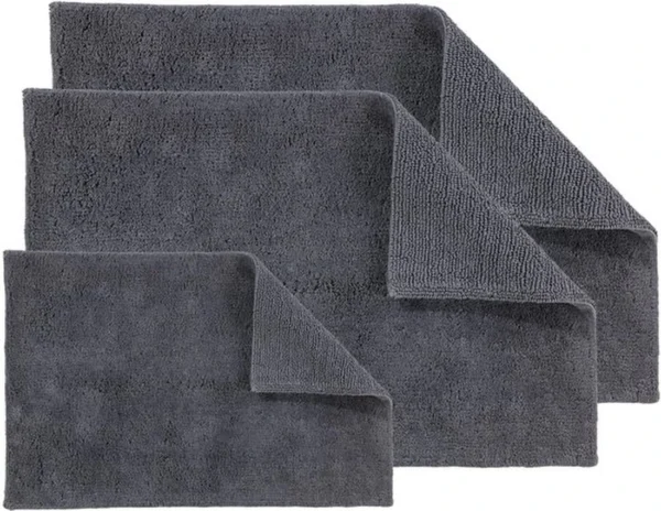 Unyqoos® Set van drie luxe antraciete badkamer- en douchematten met antislip en wasbare eigenschappen