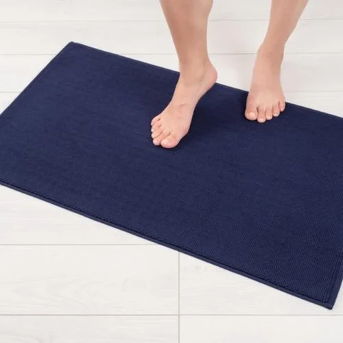 Unyqoos® Extra grote antislip badmat van 100% katoen, absorberend en sneldrogend, donkerblauw, wasbaar