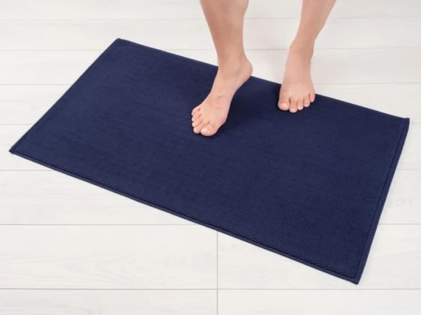 Unyqoos® Extra grote antislip badmat van 100% katoen, absorberend en sneldrogend, donkerblauw, wasbaar