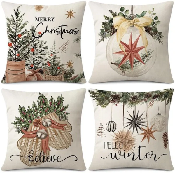 P-87213237810190-20260406113620.webp Unyqoos® Set van 4 decoratieve kerstkussenhoezen voor sfeervolle woonkamers en slaapkamers
