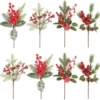 P-87213237835630-20260406093839.webp Unyqoos® Set van 8 decoratieve kunstkersttakken met rode bessen en dennenappels