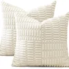 Unyqoos® Set van 2 decoratieve corduroy kussenhoezen met gestreept patroon voor diverse interieurs
