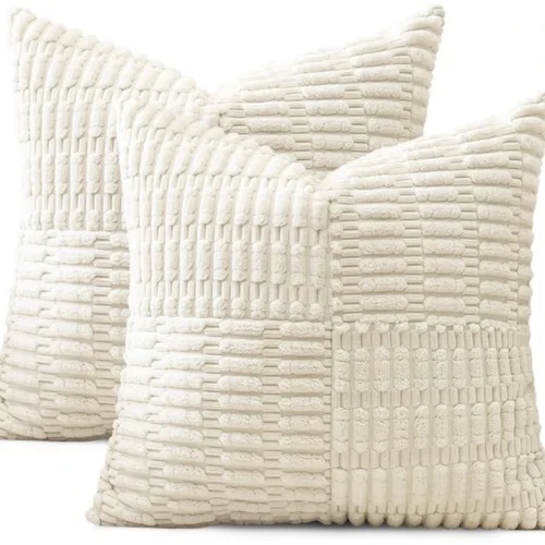 P-87213237861060-20260406113735.webp Unyqoos® Set van 2 decoratieve corduroy kussenhoezen met gestreept patroon voor diverse interieurs