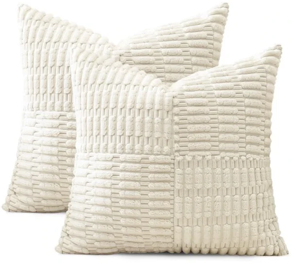 Unyqoos® Set van 2 decoratieve corduroy kussenhoezen met gestreept patroon voor diverse interieurs