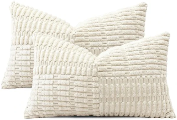 P-87213237885373-20260406113830.webp Unyqoos® Set van 2 decoratieve corduroy kussenslopen met verborgen ritssluiting