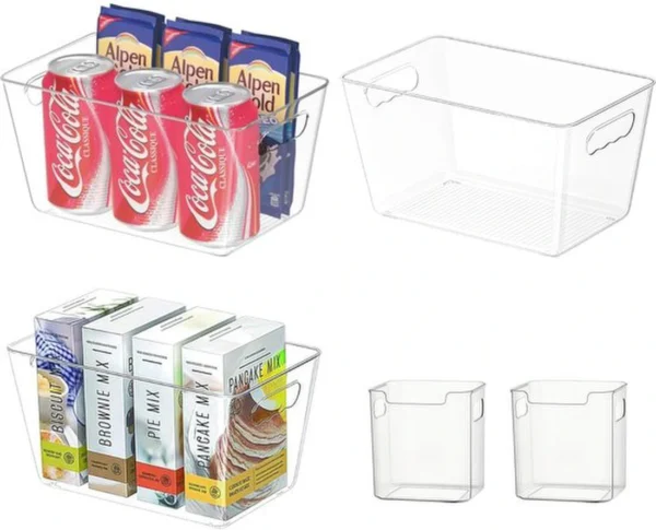 P-87213237893120-20260406095335.webp Unyqoos® Set van vijf transparante opbergdozen voor een georganiseerde keuken en koelkast