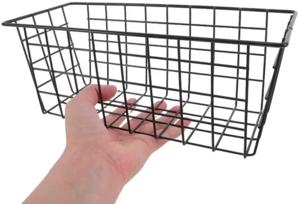 Unyqoos® Zwarte metalen opbergmand zonder boren voor badkamer en keuken, zelfklevend en ruimtebesparend ontwerp