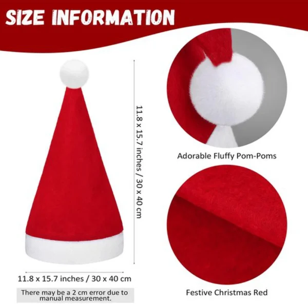Unyqoos® Feestelijke set van 36 rode kerstmutsen met witte pompons voor volwassenen