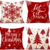 Unyqoos® Set van 4 linnen kussenslopen voor sfeervolle kerstdecoratie in huis