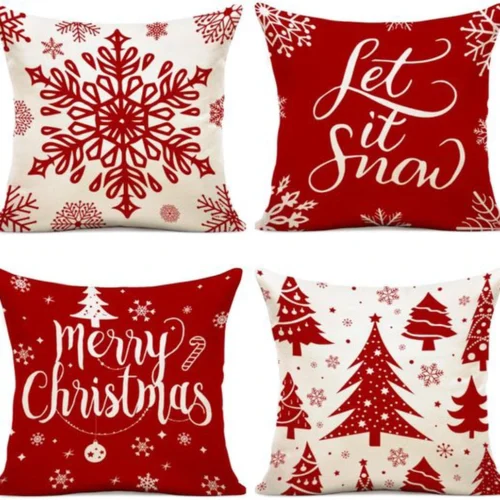 P-87213237936920-20260406114012.webp Unyqoos® Set van 4 linnen kussenslopen voor sfeervolle kerstdecoratie in huis