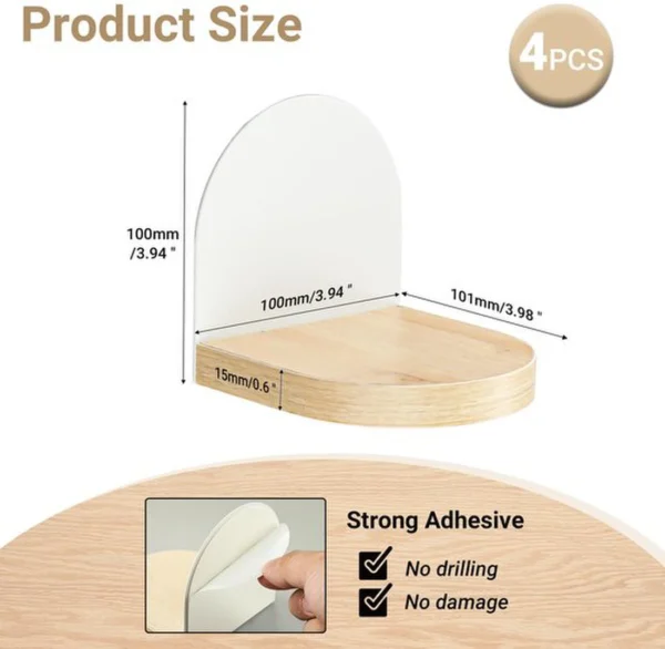 Unyqoos® Set van 4 elegante zwevende houten wandrekken voor diverse ruimtes