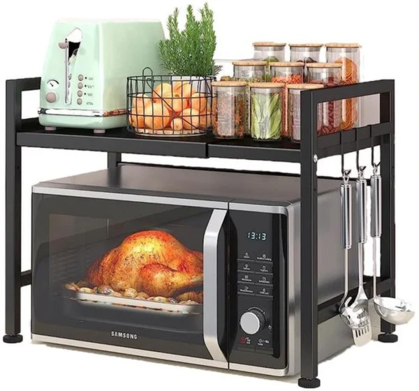 Unyqoos® Verstelbaar en Ruim Magnetronrek met Extra Opslagruimte voor de Keuken