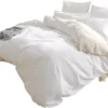Unyqoos® Luxe wit beddengoedset van biologisch katoen met hoekbanden en kussenslopen