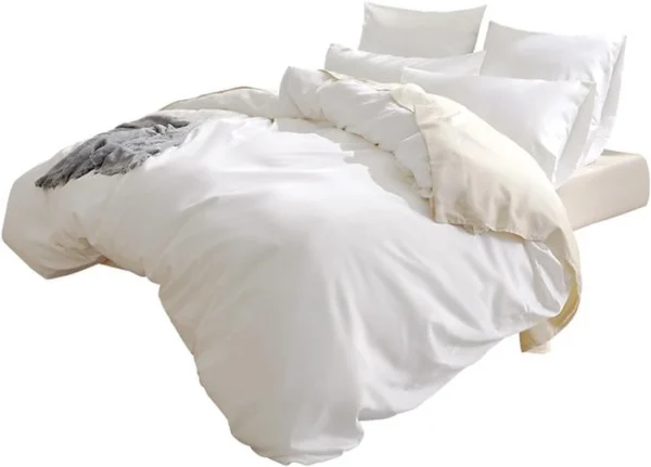 Unyqoos® Luxe wit beddengoedset van biologisch katoen met hoekbanden en kussenslopen