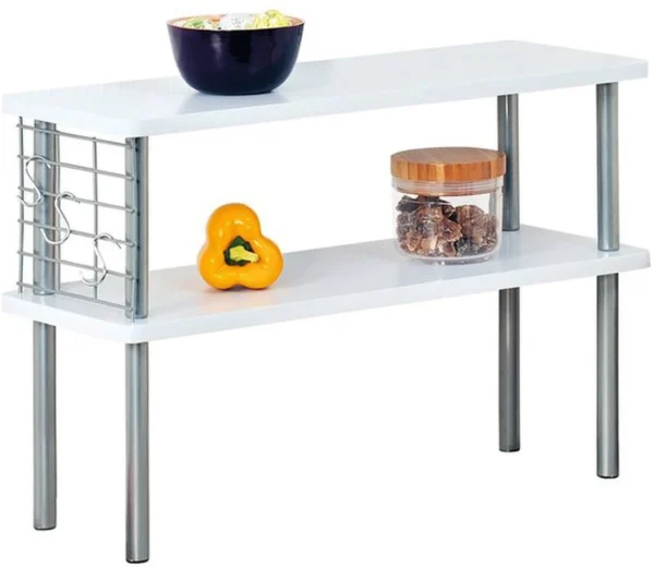 Unyqoos® Multifunctioneel keukenrek met MDF en metalen elementen in stijlvol wit-zilver design