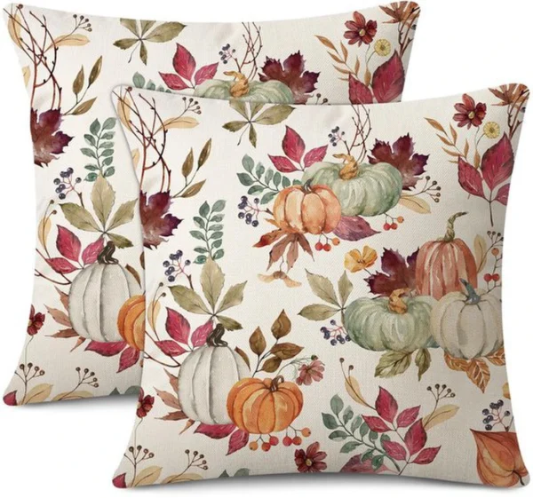 P-87213237987580-20260406112154.webp Unyqoos® Set van 2 decoratieve herfstkussenslopen met pompoen en esdoornblad ontwerp
