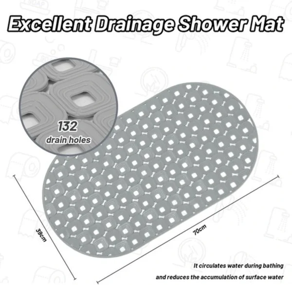 Unyqoos® Ovale antislip douchemat met afvoergaten en wasbare TPR-constructie