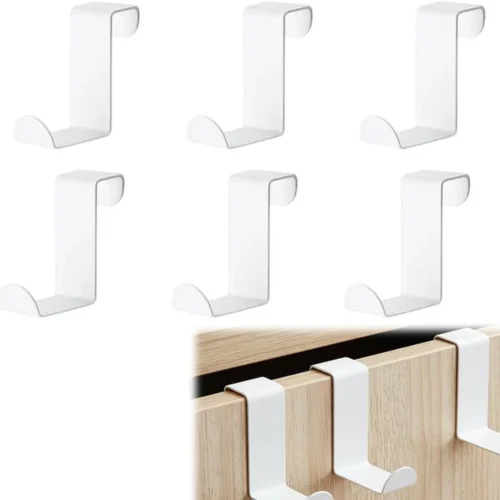 P-87213238017480-20260406115503.webp Unyqoos® Set van 6 witte deurhaken voor eenvoudige ophanging van kleding en accessoires