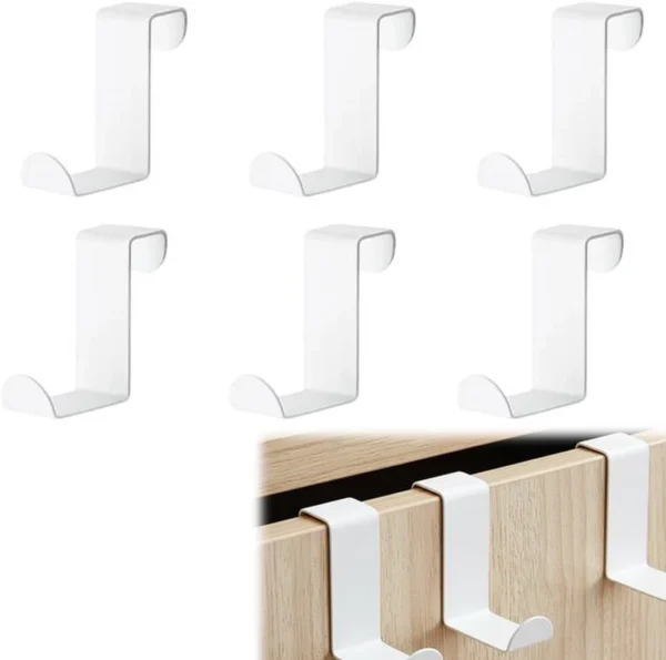 P-87213238017480-20260406115503.webp Unyqoos® Set van 6 witte deurhaken voor eenvoudige ophanging van kleding en accessoires