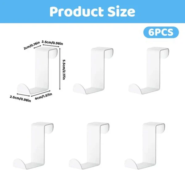 P-87213238017482-20260406115511.webp Unyqoos® Set van 6 witte deurhaken voor eenvoudige ophanging van kleding en accessoires