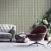 P-87213238018922-20260405113459.webp Unyqoos® Modern 3D Eucalyptus Vliesbehang in Goud en Blauw voor Interieurdecoratie