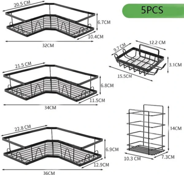 P-87213238022401-20260405174552.webp Unyqoos® Vierdelige set zwarte badkamerplanken zonder boren voor optimale organisatie