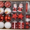 Unyqoos® Traditionele kunststof kerstballenset in rood-wit thema met ophanghaakjes