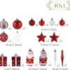 Unyqoos® Traditionele kunststof kerstballenset in rood-wit thema met ophanghaakjes