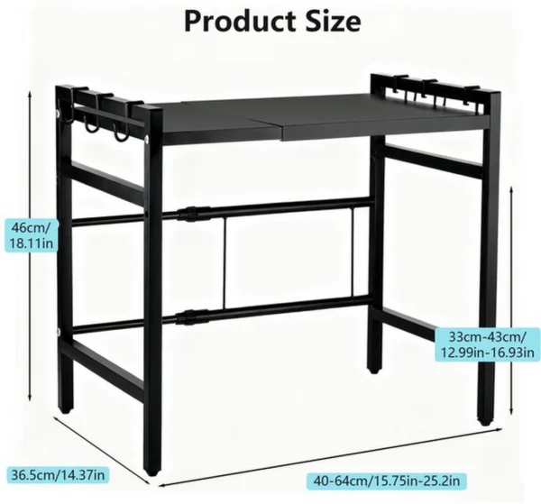 Unyqoos® Verstelbaar keukenrek zonder boren voor magnetron en oven met haken