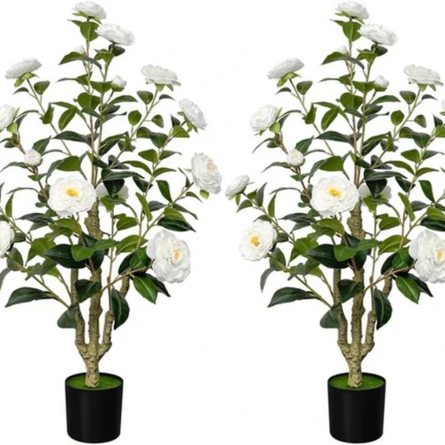 P-87213238037970-20260405135546.webp Unyqoos® Set van twee kunstmatige kamelienbomen met pot voor binnen en buiten