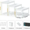 P-87213238051111-20260406094918.webp Unyqoos® Twee-Lagen Verstelbare Onderkast Organizer met Haken en Hangbeker voor Badkamer en Keuken