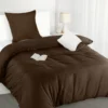 Unyqoos® Premium Comfort Microvezel Bedtextiel Set 135 x 200 cm met Kussensloop 80 x 80 cm in Aardetinten