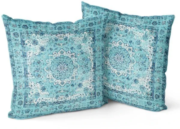 Unyqoos® Set van 2 Boho Kussenhoezen met Vintage Design in Diep Blauw, 45 x 45 cm
