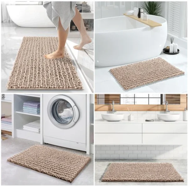 Unyqoos® Set van twee luxe badkamermatten in beige voor optimaal comfort en stijl