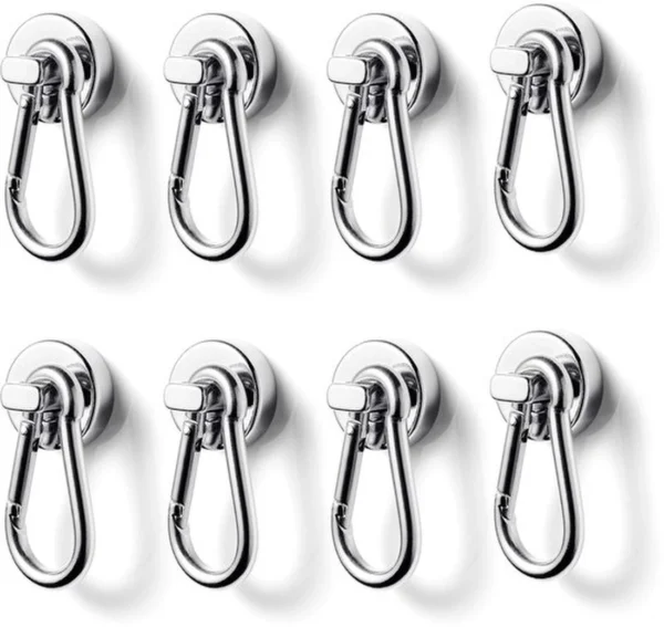 P-87213238076270-20260406115730.webp Unyqoos® Set van 8 krachtige neodymium magneethaken met karabijnhaak voor veelzijdig gebruik