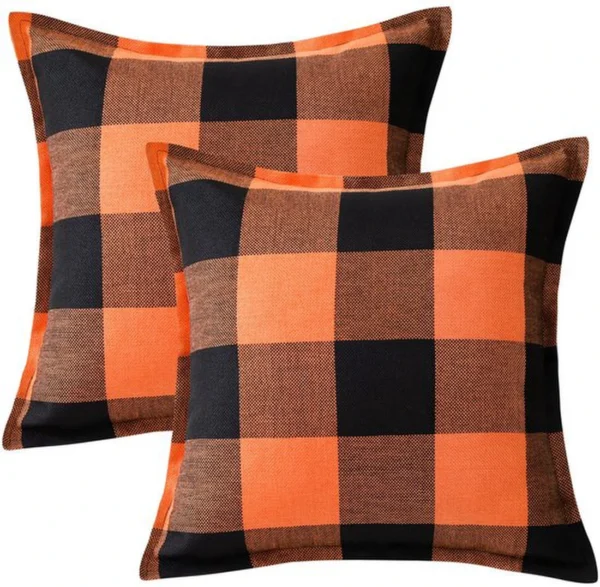 Unyqoos® Set van 2 stijlvolle geruite kussenslopen voor bank en slaapkamer in zwart-wit design