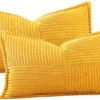 P-87213238104980-20260406112625.webp Unyqoos® Set van twee moderne corduroy kussenslopen in goudgele kleur voor stijlvol interieur