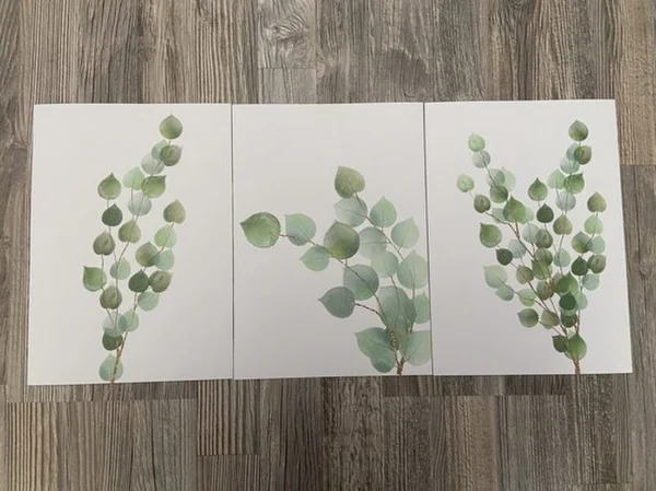 Unyqoos® Set van drie botanische posters met eucalyptusmotief voor interieurdecoratie, groente