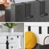 Unyqoos® Moderne deurkapstok met 8 multifunctionele haken in mat zwart roestvrij staal