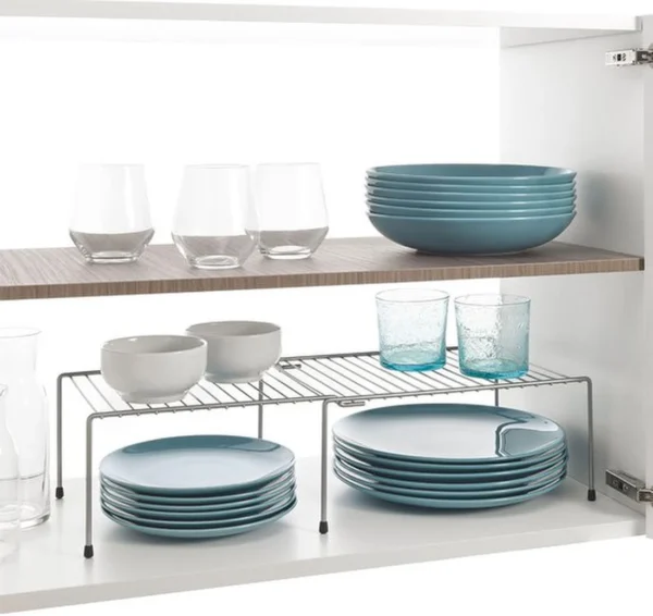 Unyqoos® Verstelbare Keuken- en Kasten Organizer voor Optimaal Ruimtegebruik, Zilvergrijs