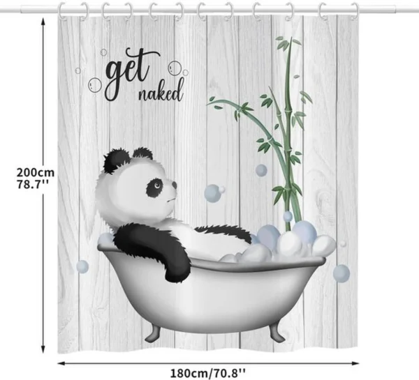 Unyqoos® Grappig Panda Douchegordijn met Waterdicht Polyester voor Badkamerdecoratie, 180x200 cm
