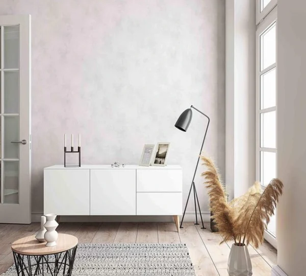 Unyqoos® Stijlvol wit vliesbehang met betonlook voor diverse woonruimtes