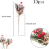 Unyqoos® Set van 10 kunstmatige dennen takken met rode bessen en dennenappels voor kerstdecoratie
