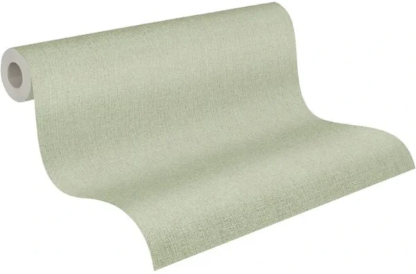 Unyqoos® Lichtgroen vliesbehang met elegante structuur voor diverse woonruimtes