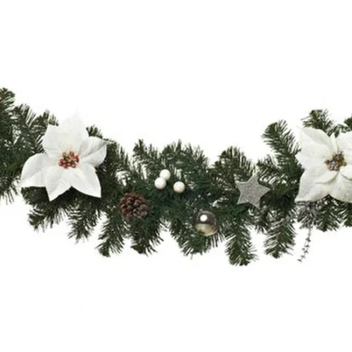 Unyqoos® Decoratieve kerstslinger met dennentakken en zilveren accenten voor binnengebruik