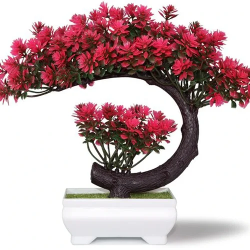Unyqoos® Decoratieve kunstbonsai in magenta voor huis, kantoor en slaapkamer