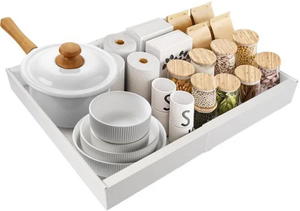 Unyqoos® Ruimtebesparende uittrekbare lade voor keuken en badkamer organisatie