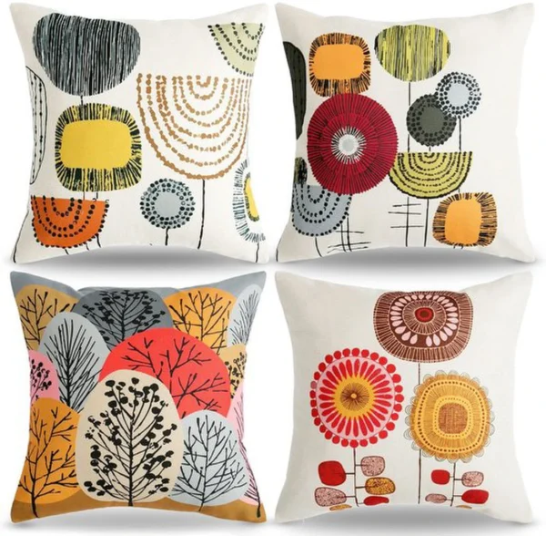 Unyqoos® Set van 4 linnen kussenslopen met zonnebloemmotief voor herfstdecoratie