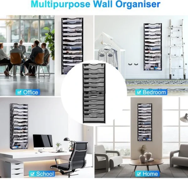 Unyqoos® Metalen wandorganizer met 12 vakken voor documenten en tijdschriften